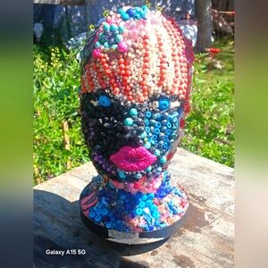 Colorful Unfinished Beaded Mannequin  Head Sculpture